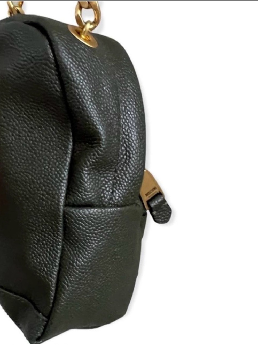 Moschino Olive Green MINI Pebbled Leather  Bag with Gold Hardware - Picture 12 of 12